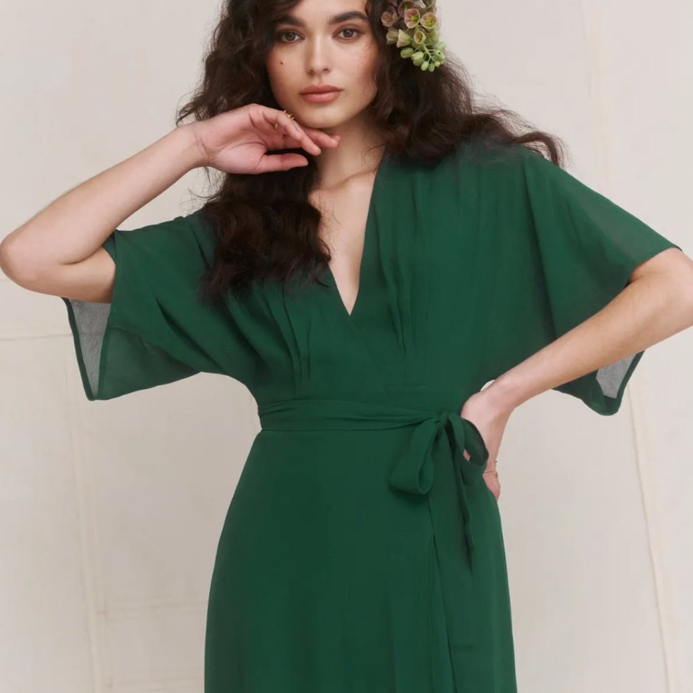 Reformation Winslow Emerald Dress (Medium)